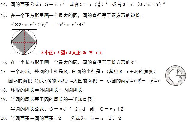 六年级上册数学补课知识点